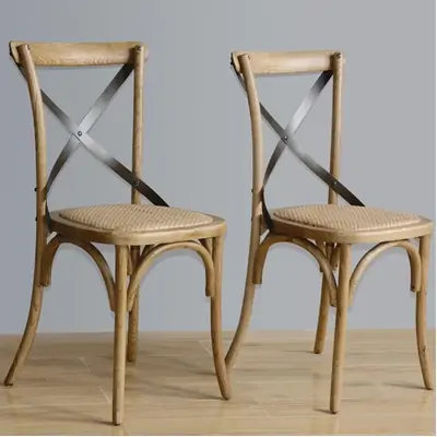 Bolero Natural Wooden Dining Chairs with Backrest (Pack of 2) - GG656