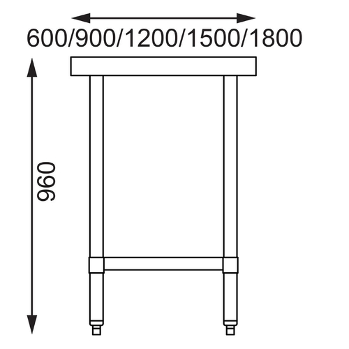 Vogue Stainless Steel Prep Table - 900 x 700 x 900mm - GJ501