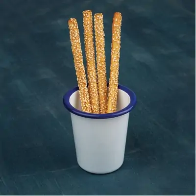 Enamel Tumbler 310ml White with Blue Rim (Box of 6) - GM515