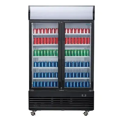 Polar GM813-A G-Series Upright Display Cooler with Light Box Double Hinged Door - Black - GM813-A