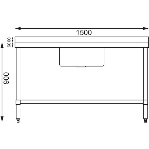 Vogue Single Bowl Sink Double Drainer (90mm Drain) 1500mm - HC906