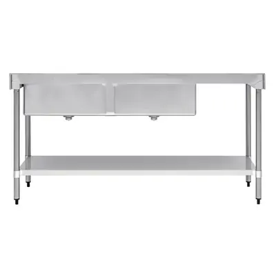 Vogue Double Bowl Sink L/H Drainer (90mm Drain) 1800mm - HC908