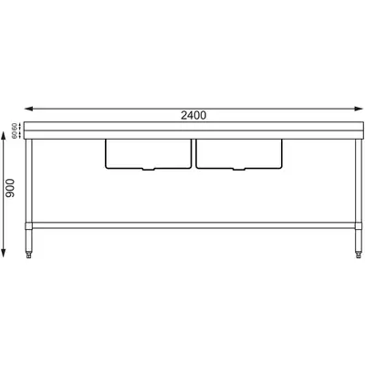 Vogue Double Bowl Sink Double Drainer (90mm Drain) 2400mm - HC909