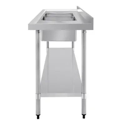 Vogue Double Bowl Sink Double Drainer (90mm Drain) 2400x700mm - HC921