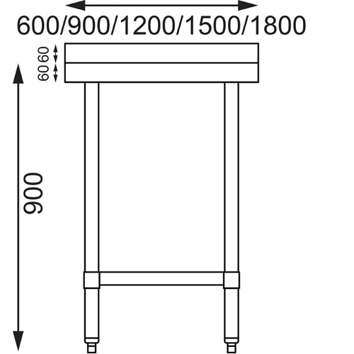 Vogue Stainless Steel Prep Table with Splashback - 600 x 600 x 900mm - T379