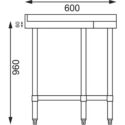 Vogue Stainless Steel Corner Table 800x600x960mm - CB907