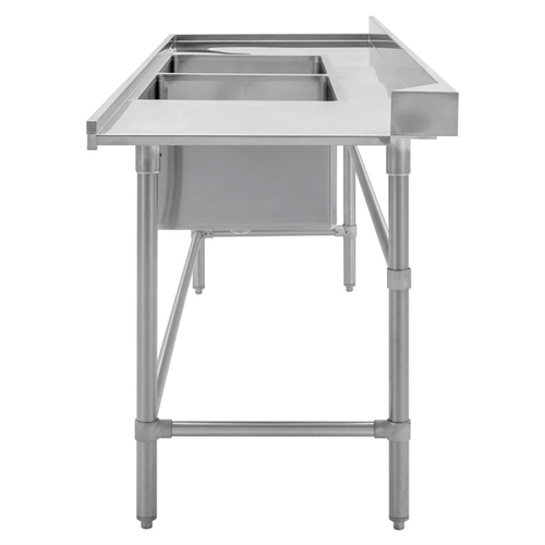 Vogue Dishwasher Inlet Table with Double Bowl Sink 90mm outlet 2400x700x960mm L/H - DE475