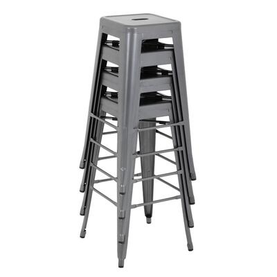 Bolero High Metal Bar Stools Gun Metal Grey (Pack of 4) - DM934