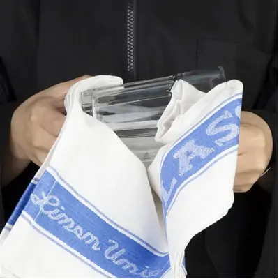Linen Glass Cloth 760x510mm Blue Border - E911