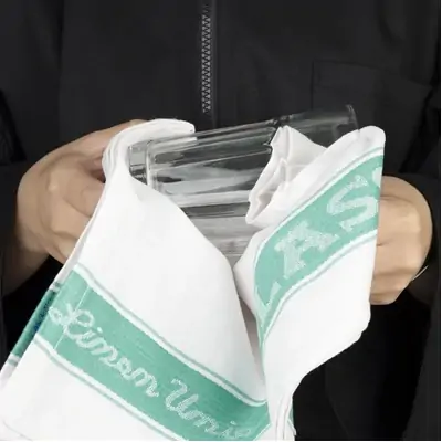 Linen Glass Cloth 760x510mm Green Border - E912