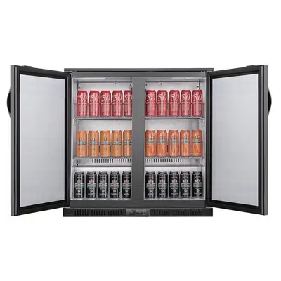 Polar GE998-A G-Series Back Bar Cooler with Double Solid Hinged Doors Black - 850mm - GE998-A