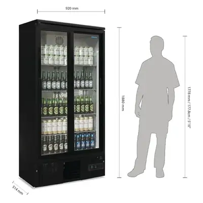Polar GJ448-A G-Series Upright Back Bar Cooler with Sliding Doors 490Ltr - GJ448-A
