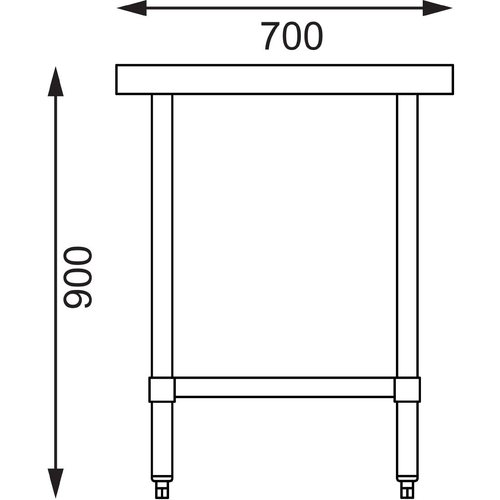 Vogue Stainless Steel Prep Table - 900 x 700 x 900mm - GJ501