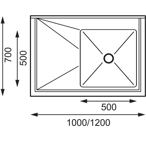 Vogue Single Bowl Sink L/H Drainer (90mm Drain) - 1200 x 700mm - HC914