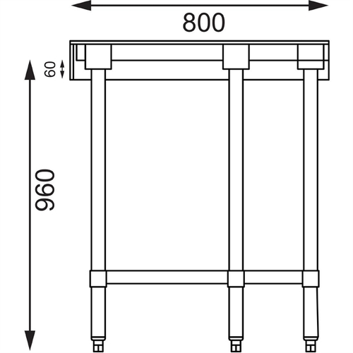 Vogue Stainless Steel Corner Table 800x600x960mm - CB907