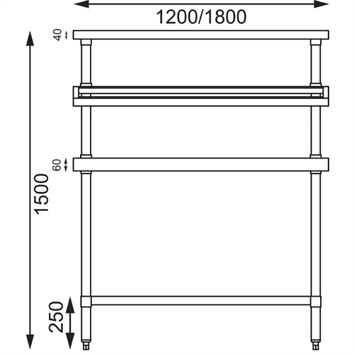Vogue Stainless Steel Prep Station with Gantry 1200x600x1500mm - CB908