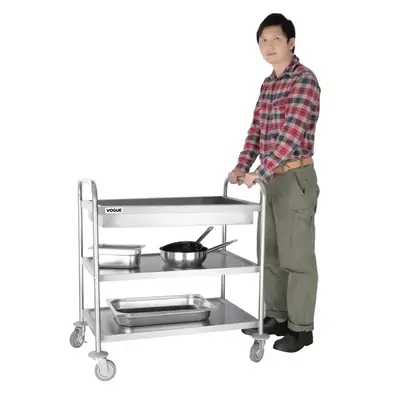 Vogue Deep Tray Clearing Trolley 3 Tier 940x855x535mm - CC365