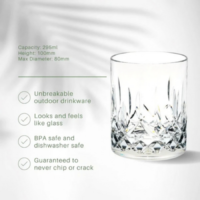 D-Still Diamond Cut Polycarbonate Old Fashioned 295ml (Box of 4) - DS2020-088