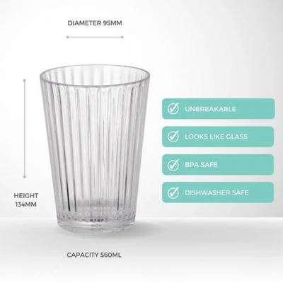 D-Still Bamboo Polycarbonate Stackable Tumbler 560ml (Box of 4) - DS8948