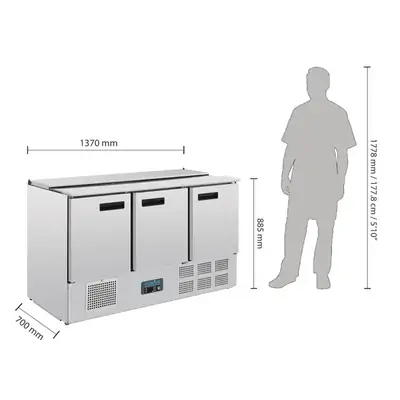 Polar G607-A G-Series Saladette Counter Fridge 368Ltr - G607-A