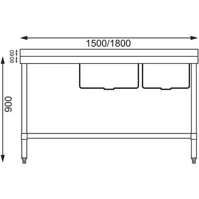 Vogue Double Bowl Sink L/H Drainer (90mm Drain) 1500mm - HC905