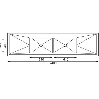 Vogue Double Bowl Sink Double Drainer (90mm Drain) 2400mm - HC909