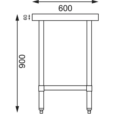 Vogue Stainless Steel Prep Table 900x600x900mm - T375