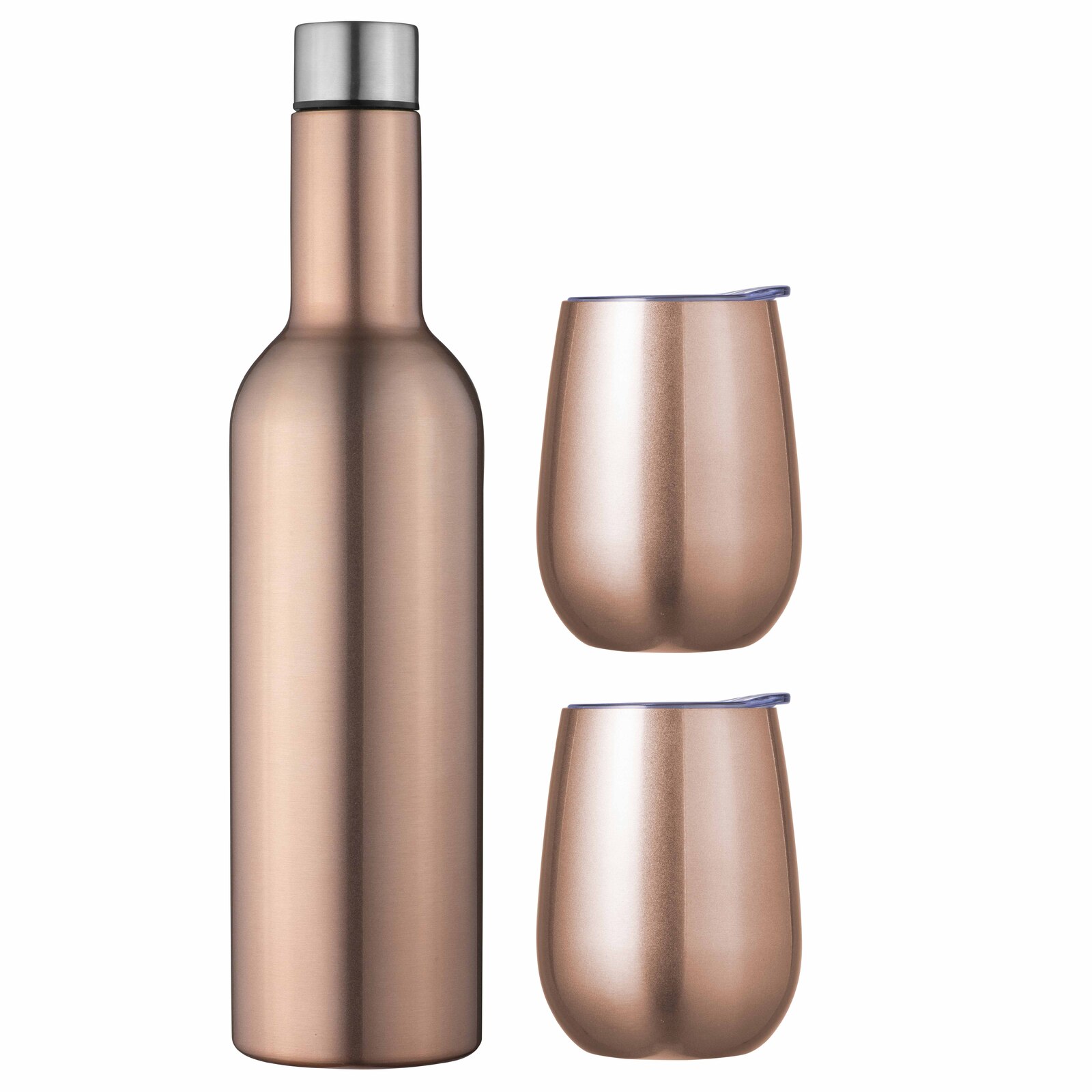 Double Wall Insulated Wine Traveller Set Rose Gold