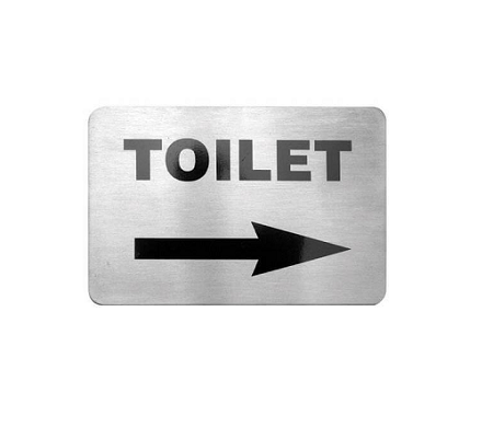 Toilet Right Arrow Wall Sign - Adhesive Back 120x80mm Stainless Steel - 57718