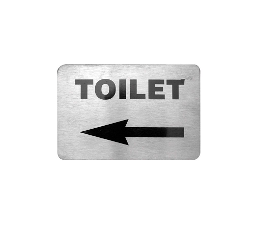 Toilet Left Arrow Wall Sign - Adhesive Back 120x80mm Stainless Steel - 57719