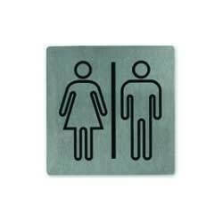 Restroom Wall Sign - Adhesive Back 130x130mm Stainless Steel - 57794