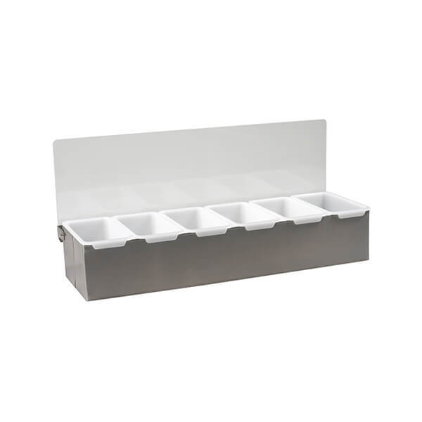 Choice 5-Compartment Satin Finish Stainless Steel Condiment Bar