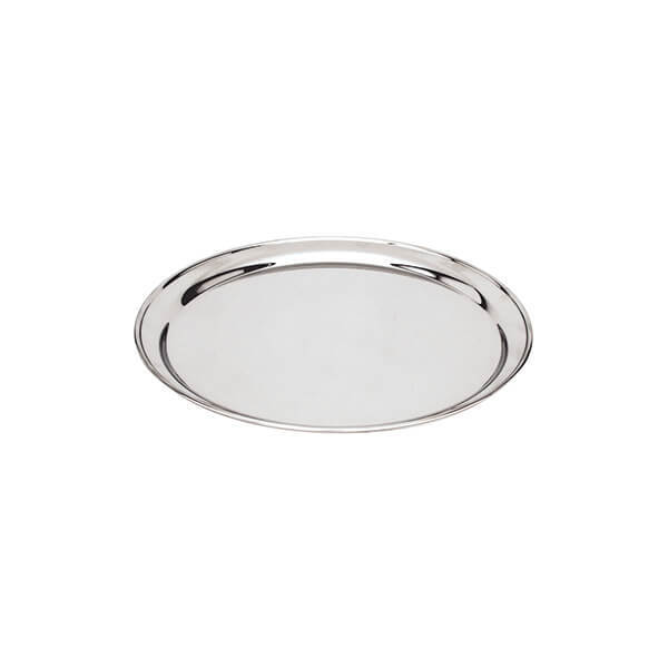Round Tray / Platter 250mm - 18/8 Stainless Steel Heavy Duty Rolled Edge - 76125