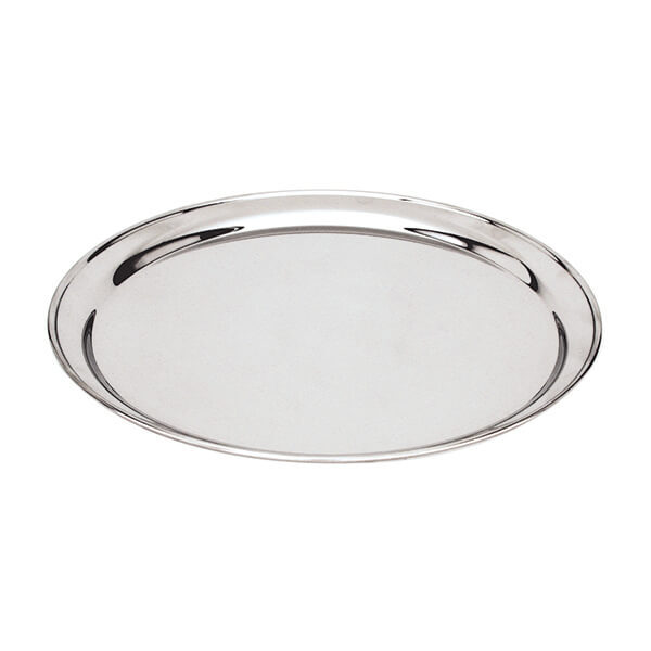 Round Tray / Platter 400mm - 18/8 Stainless Steel Heavy Duty Rolled Edge - 76140