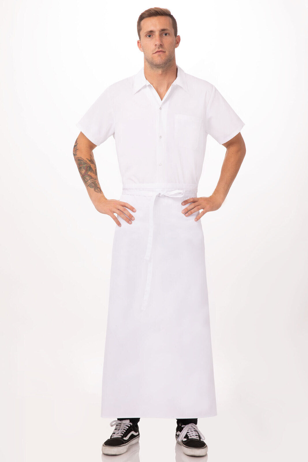 Chef Works Full Length White Chefs Apron CFLAWHT