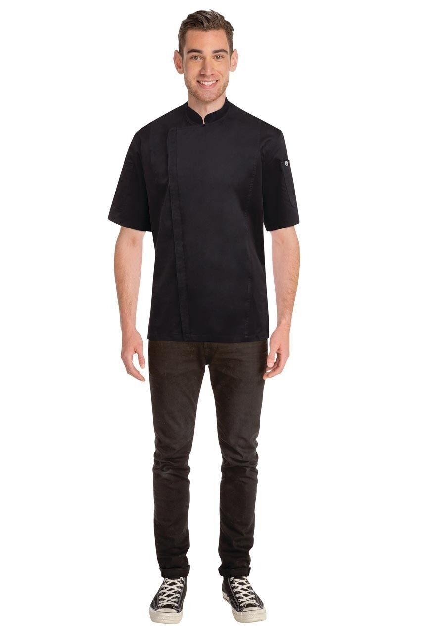 Chefworks Cannes Press Stud Black Chef Jacket 