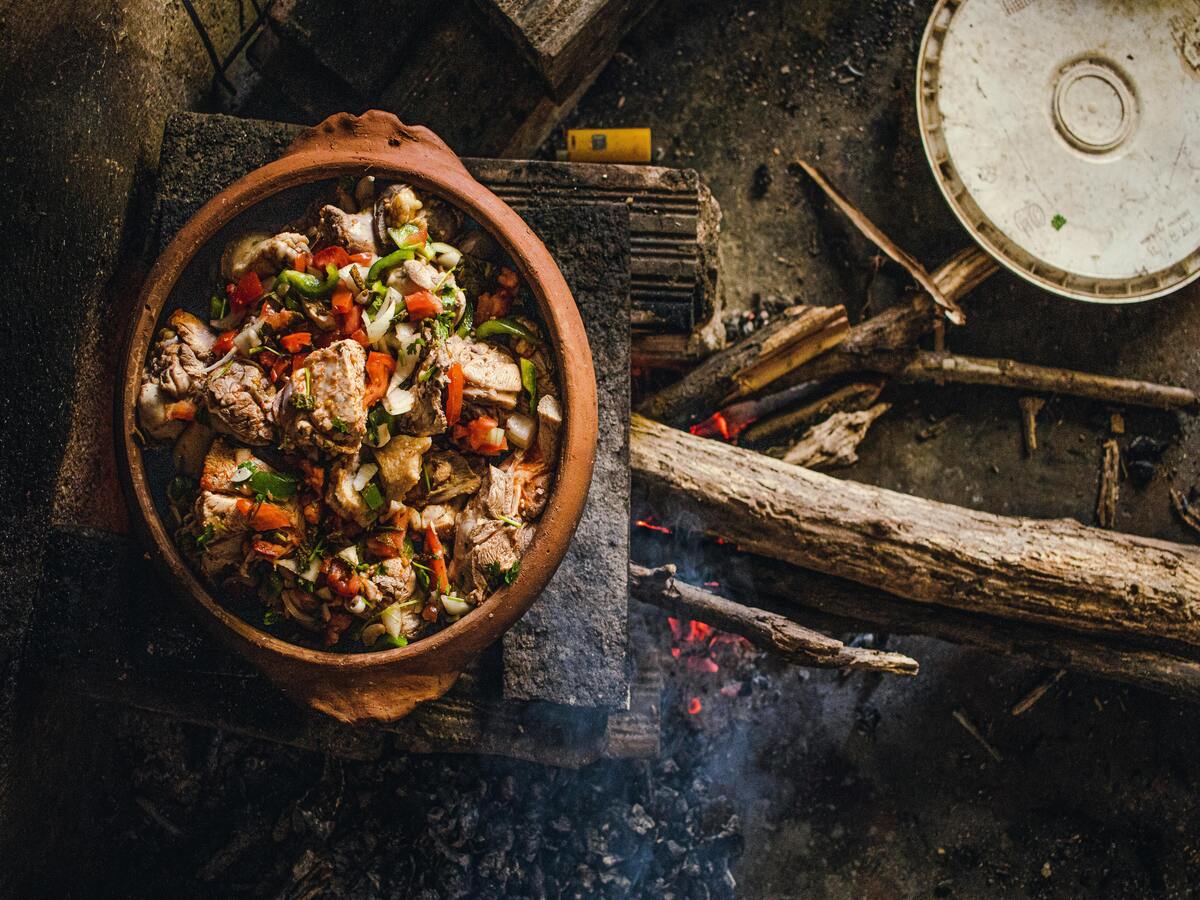 An image of a dish in pot made from one of the best cookware materials - clay.