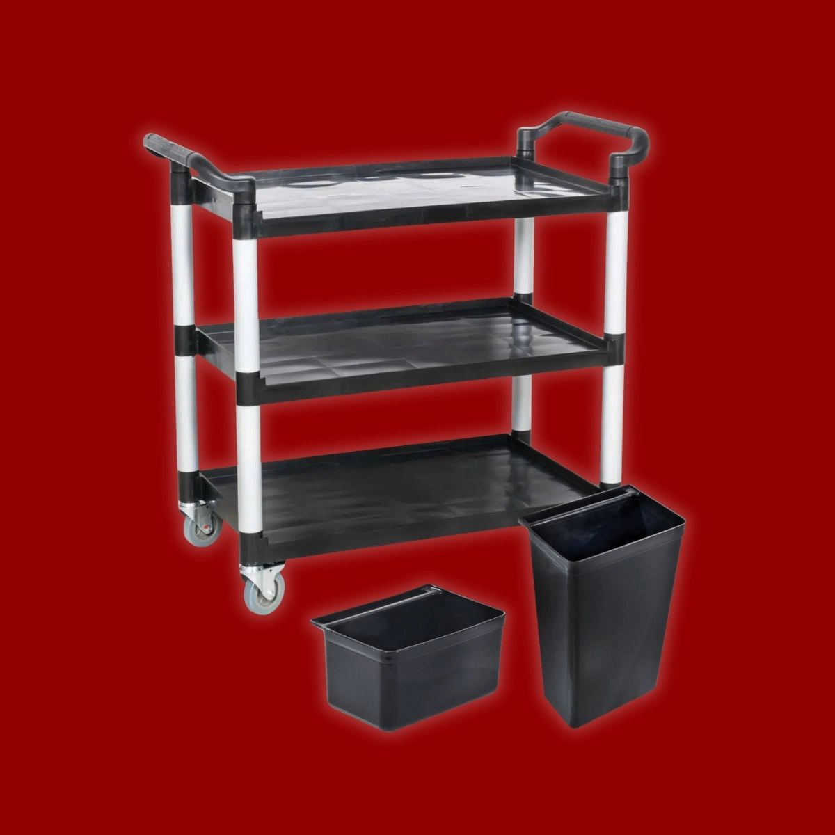 Large 3 Tier Utility Trolley - Black