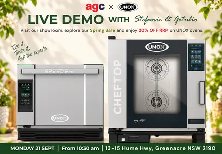 UNOX CHEFTOP and SPEED.Pro ovens featured for the AGC live demo and Spring Sale