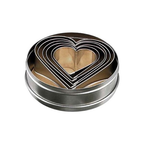 Chef Inox Cutter Set - Heart 6 Piece Size: 50 - 90mm - 01904