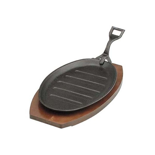 Chef Inox Steak Sizzler - Cast Iron 290x180mm Black Hammerstone with Handle - 04121