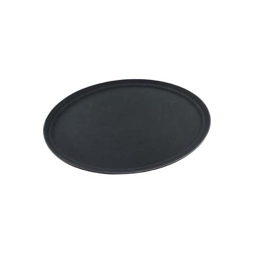 Chef Inox Oval Tray  -  Plastic Non Slip 680mm Black - 04302
