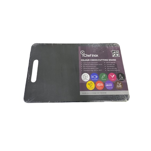Chef Inox Cutting Board - Pp 250x400x12mm Black with Handle - 04319-BK
