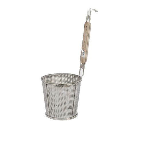 Noodle Basket with Flat Bottom and Wood Handle 140mm Ø - 045059