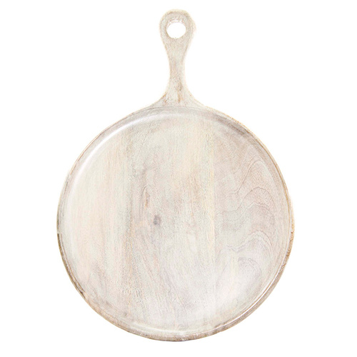 Chef Inox Mangowood Serving Board Round with Handle 250x350x15mm White - 04812