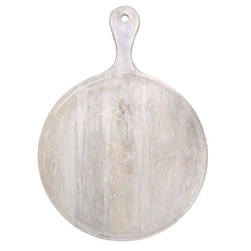 Chef Inox Mangowood Serving Board Round with Handle 570x780x35mm - White - 04837