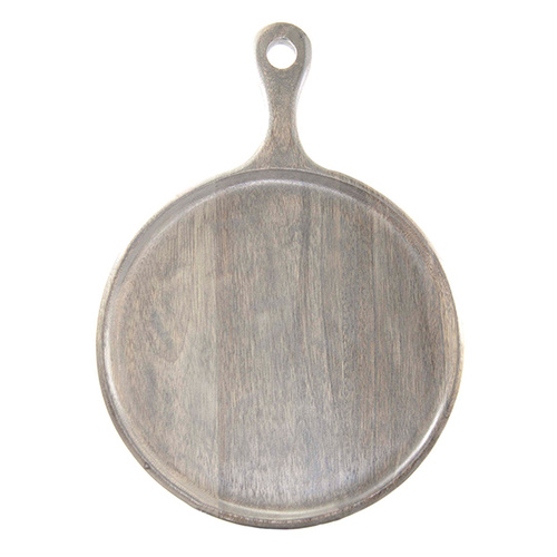 Chef Inox Mangowood Serving Board Round with Handle 250x350x15mm Grey - 04842