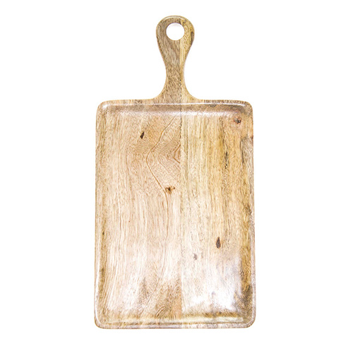 Chef Inox Mangowood Serving Board Rectangular with Handle 260x360x180mm Natural - 04915
