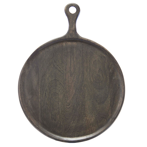 Chef Inox Mangowood Serving Board Round with Handle 250x350x15mm Dark - 04942
