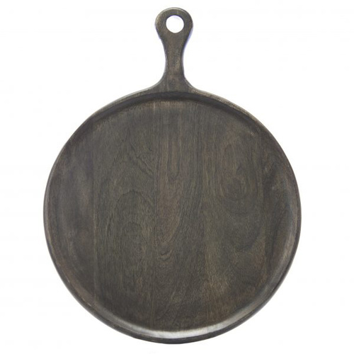 Chef Inox Mangowood Serving Board Round with Handle 300x400x15mm Dark - 04945